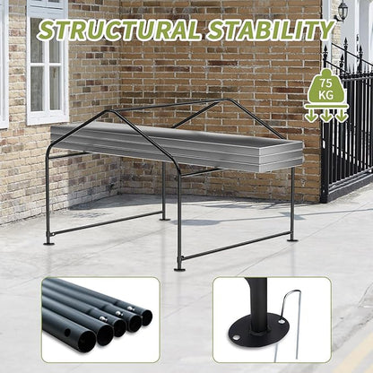 YAZ&OUZ Dog House Outdoor Large Breed, Dog Shade for Outside, 4'x4'x3' Outdoor Dog House Weatherproof & Snowproof with Sturdy Steel Frame & Ground Nails, Chicken House, Duck House