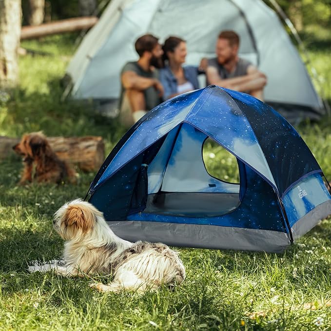 Outdoor Waterproof Pet Camping Tent, Cave Bed for Indoor Cats and Small Dogs, Portable Cat House Dog House, 39.3x39.3x23.6'', Navy Blue, L.