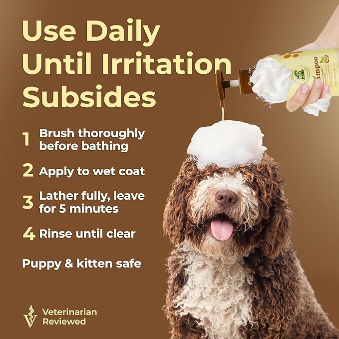 Natural Pet Shampoo for Dogs & Cats – Smooth Coat, Reduce Shedding & Odor Control – Coconut & Olive Oil Formula - Safe for Sensitive Skin, Hypoallergenic, Relieve Dry Skin - [1 Box + Gift]