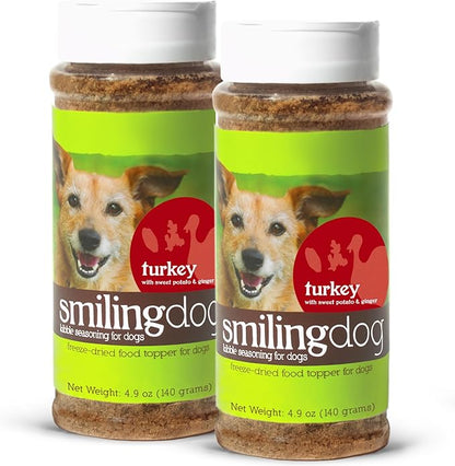 Herbsmith Kibble Seasoning – Freeze Dried Turkey – DIY Raw Coated Kibble Mixer - Dog Food Topper for Picky Eaters, 4.9 oz [Bundle x2]