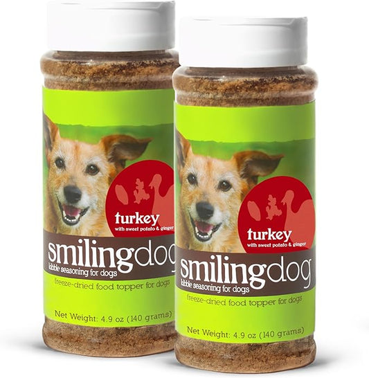 Herbsmith Kibble Seasoning – Freeze Dried Turkey – DIY Raw Coated Kibble Mixer - Dog Food Topper for Picky Eaters, 4.9 oz [Bundle x2]