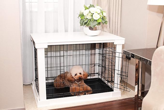 zoovilla White Dog Cage with Crate Cover, Dog Kennel White Large