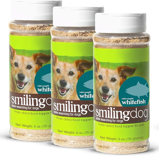 Herbsmith Kibble Seasoning – Freeze Dried Wild-Caught Whitefish – DIY Raw Coated Kibble Mixer - Dog Food Topper for Picky Eaters, 6 oz [Bundle x3]