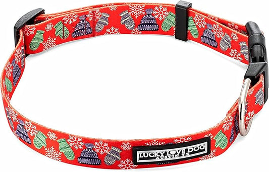 Lucky Love Dog, Winter Stocking Caps and Mittens Dog Collar, Matching Snowflakes Collar for Male and Female Dogs - (Small, Chilly Collar)