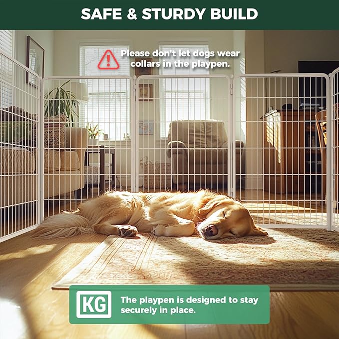 FXW Homeplus Dog Playpen for Indoor Use - Stress-Free and Safe Play, Heavy Duty 45 Inch 6 Panels Dog Pen for Large Dogs, White│Patented