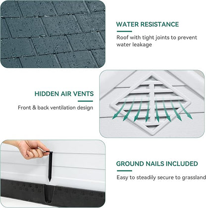 YITAHOME 28.5'' Large Plastic Dog House Outdoor Indoor Doghouse Puppy Shelter Water Resistant Easy Assembly Sturdy Dog Kennel with Air Vents and Elevated Floor (28.5''L*26''W*28''H, Gray)