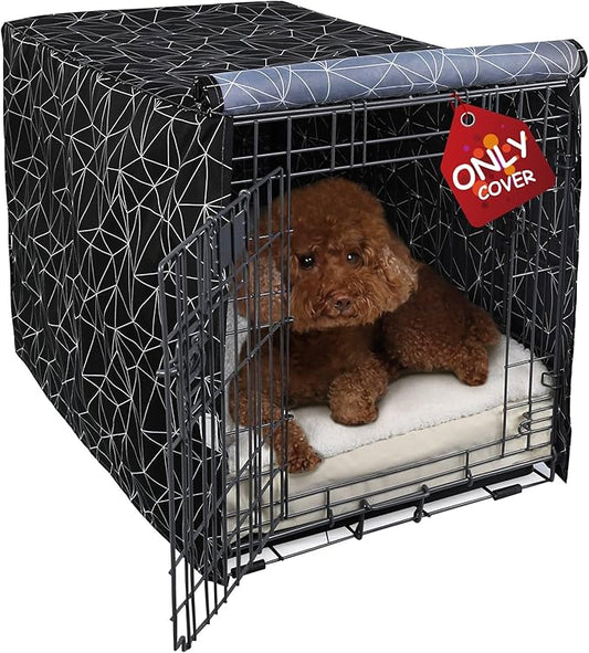 Explore Land Pattern Dog Crate Cover for 54 Inches Wire Cage, Heavy-Duty Polyester 1 2 3 Doors Standard Metal Pet Kennel Enclosure (Brief Polygonal)