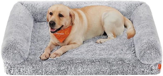 Feandrea Dog Bed, Orthopaedic Dog Sofa Bed for Medium and Large Dogs, Waterproof Ped Bed with Removable Washable Cover, 42 x 31.5 x 9 Inches, Gray Ombré UPGW233G01
