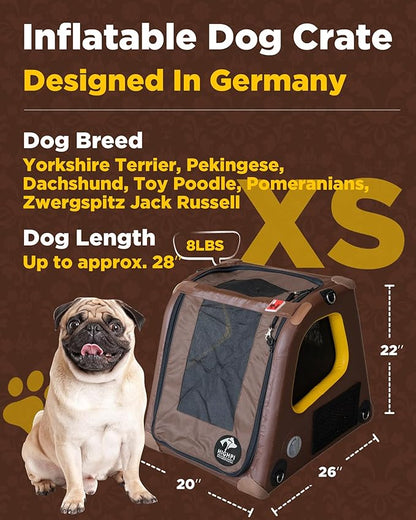 Collapsible Portable Soft Dog Crate-HIGHPI Inflatable Dog Travel Crate for Extra Small Dogs, Waterproof Dog Kennel Outdoor Indoor, Safety Foldable Dog Cage for Car Home, Dog Carrier 20"L x 26"W x 22"H