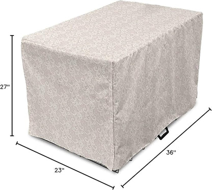 Lunarable Cream Dog Crate Cover, Old Lace Design with Soothing Color Scheme Vintage Style Classical Inspired Image, Easy to Use Pet Kennel Cover for Medium Large Dogs, 36 Inch, Cream Tan