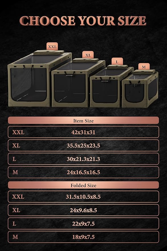 Noah & Paw Collapsible Dog Crate 36 Inches, XL Dog Crate for XL, Large Medium Breed, Travel Kennel for Car, Includes Pet Mat for Pet Cage, 2 Storage Pockets, Handbag, 10mm Locking Zippers 36*25*23