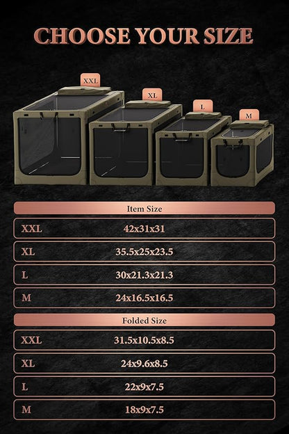 Noah & Paw Collapsible Dog Crate 36 Inches, XL Dog Crate for XL, Large Medium Breed, Travel Kennel for Car, Includes Pet Mat for Pet Cage, 2 Storage Pockets, Handbag, 10mm Locking Zippers 36*25*23