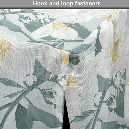 Lunarable Jasmine Dog Crate Cover, Delicate Pointy Petals Flower in Muted Tones, Easy to Use Pet Kennel Cover for Cats & Medium Dogs, 30 Inch, Pale Teal Pale Blue