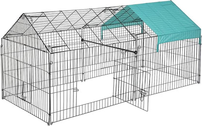 FDW 86” x 40” Chicken Coop Chicken Cage Outdoor Metal Pet Enclosure Pet Playpen Exercise Run for Rabbits, Chickens, Cats, Small Animals