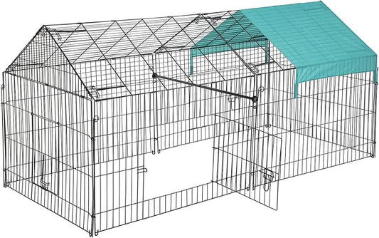 FDW 86” x 40” Chicken Coop Chicken Cage Outdoor Metal Pet Enclosure Pet Playpen Exercise Run for Rabbits, Chickens, Cats, Small Animals