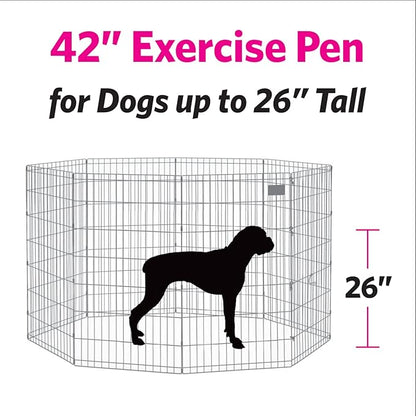 MidWest Homes for Pets Dog Exercise Pen & Playpen, 24" W x 42" H, No Door, Black