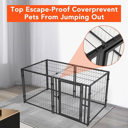 Large Dog Crate,48" L x 24" H,Metal Dog Crate, Dog Kennel, Dog Kennel for Small Medium Large Dogs, Puppy Dog Playpen, Pet Cage, Pet Playpen, Indoor Outdoor-Black