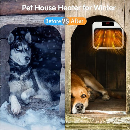 BWOGUE Large Dog House Heater with Thermostat, 300W/600W Outside Pet House Heater for Winter with Anti-Bite Cord, Wall-Mounted Outside Dog Heaters for Dog House Chicken Coop Heater Rabbit Hutches