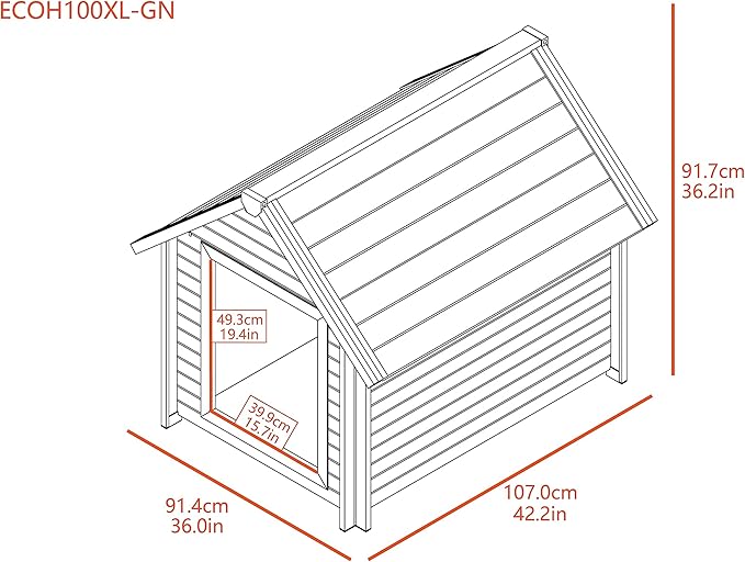 New Age Pet ECOFLEX Bunk Style Dog House, X-Large, Weatherproof and Easy to Clean, Elevated Floor for Ventilation, Quick Assembly, for Pets Up to 150lbs