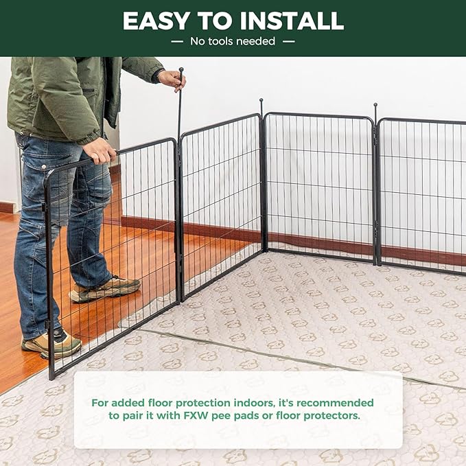 FXW Rollick Dog Playpen for Yard, RV Camping, 32 inch 24 Panels for Small and Medium Dogs│Patented