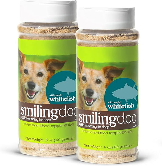 Herbsmith Kibble Seasoning – Freeze Dried Wild-Caught Whitefish – DIY Raw Coated Kibble Mixer - Dog Food Topper for Picky Eaters, 6 oz [Bundle x2]