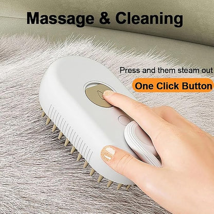 3 in 1 Cat Steam Brush for Shedding, Portable Anti-Static Grooming Comb for Cats & Dogs, Steam Misting Water Brush, Self-Cleaning Pet Hair Remover, Indoor Cat Spray Brushes for Cats & Dogs