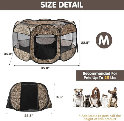 Lucky Monet Portable Dog Cat Playpen Small Dog Puppy Kitten Play Pens Indoor Pop Up Travel Dog Pen for Outdoor Camping Use