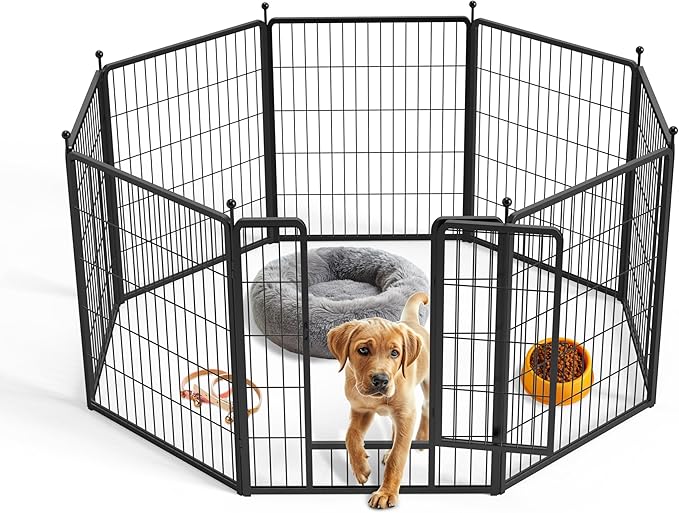 InfiniPower Dog Playpen for Yard, RV, Camping, 24 Inch 16 Panels Play Pen Indoor, Heavy Duty Indoor Outdoor Exercise Dog Pen for Puppies/Small Dogs, Black