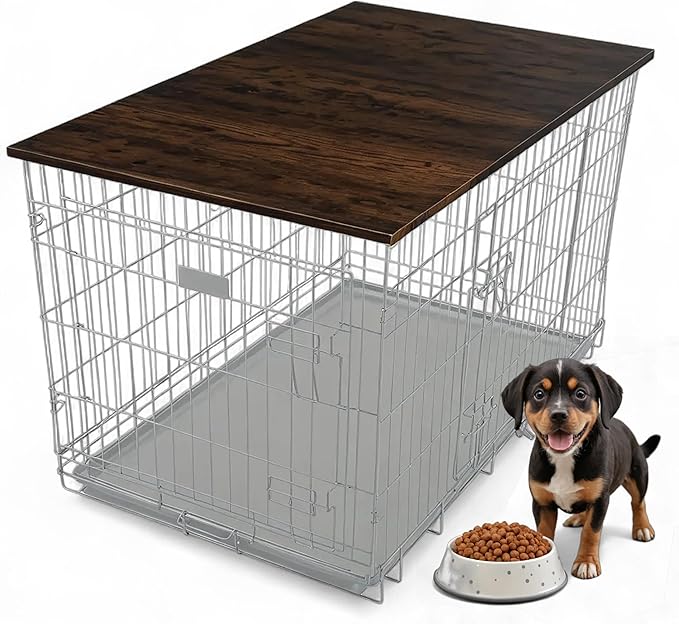 Skywin Dog Crate Topper Wood - 42" x 28" Dog Table Topper, Premium Dog Kennel, Functional Pet Crate Furniture Table Dog Topper