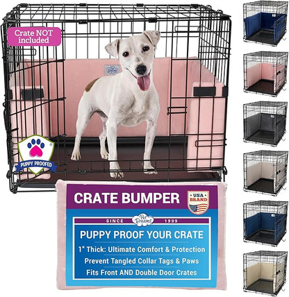 Pet Dreams Dog Crate Bumper - Comfy Liner & Dog Tail Protector for Inside Crate, Fits iCrate Cages 18, 24, 30, 36, 42, 48 Inches (Pink, Medium, 30")