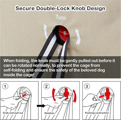 Collapsible Dog Crate - 32 Inch Portable Foldable Travel Crates for Medium Dogs with Detachable Storage Bag, Removable Pad, and Mesh Windows for Outdoor & Indoor (Beige)