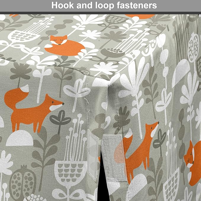Lunarable Autumn Fall Dog Crate Cover, Fox Animal Sleeping in The Forest Plants Woodland Wildlife Theme, Easy to Use Pet Kennel Cover for Cats & Medium Dogs, 24 Inch, Orange Grey White