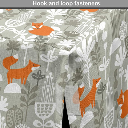 Lunarable Autumn Fall Dog Crate Cover, Fox Animal Sleeping in The Forest Plants Woodland Wildlife Theme, Easy to Use Pet Kennel Cover for Cats & Medium Dogs, 30 Inch, Orange Grey White