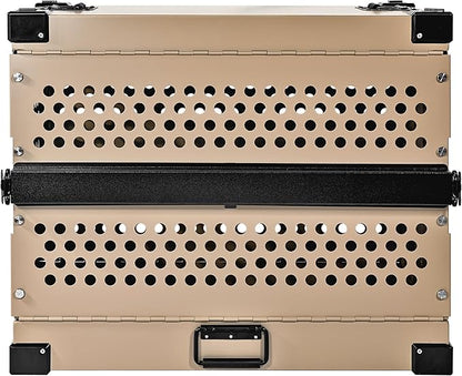 Heavy Duty Fully Collapsible Powder-Coated Aluminum Dog Crate - Small (Tan)