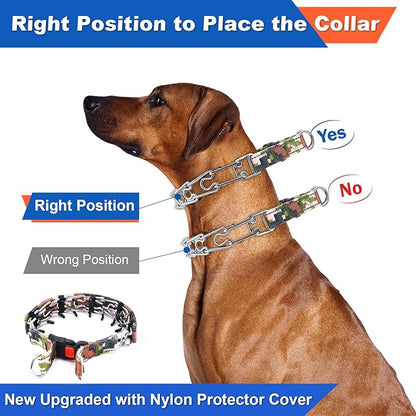 Supet Dog Prong Collar, Dog Choke Collar Adjustable Dog Pinch Collar with Quick Release Buckle/Nylon Cover for Small Medium Large Dogs