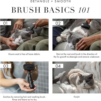 Tweezerman Dog and Cat Slicker Brush for Small Pets, Grooming Brush with Coated Bristles to Prevent Scratching and Ergonomic Handle