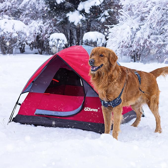 GDanes Red Dog Tent House - Portable Indoor/Outdoor Dog Bed with Soft Pad for Large Dogs, 42 x 42 x 32 Inches