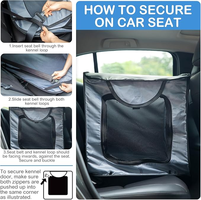 37 Inch Collapsible Dog Crate with Mat Liner Pop up Dog Kennel Waterproof Portable Car Seat Kennel Travel Crate for Pet Indoor Outdoor Cat Bed Collection(Gray)