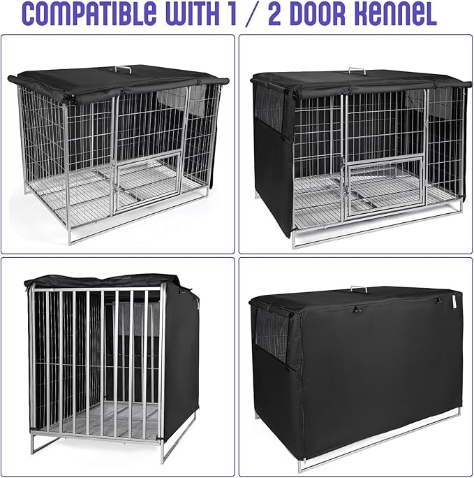 42 inch Dog Crate Cover Double Door, Low Odor 600D Oxford Fabric Kennel Cover, 2 Breathable Mesh Windows, Indoor Outdoor Dog Crate Cover 42 inch (NO CAGE)