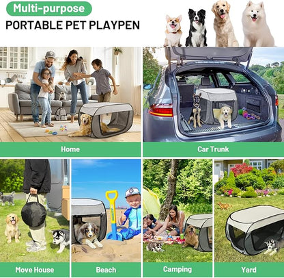 Portable Soft Dog Crate Pop Up Collapsible Dog Cat Kennel Travel Dog Enclosure Indoor Outdoor Large Dog Bed Foldable Crate for Pets（Little Gray and Dark Gray-Small）