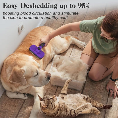 Swihauk Self Cleaning Slicker Brush for Dogs & Cats, Skin Friendly Pet Grooming for Shedding, Deshedding, and Hair Removal - Puppy Brush for Long Haired Pets, Pet Supplies, Purple