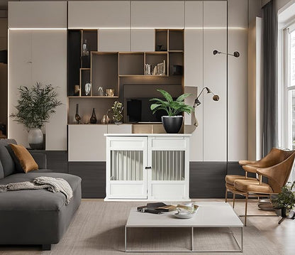 New Age Pet Horizon Pet Crate - Durable ECOFLEX with Stainless Steel Spindles, Bone-Shaped Latches, Easy Access Door, Stylish Design, 10-Year Warranty, Available in 3 Sizes & 2 Colors