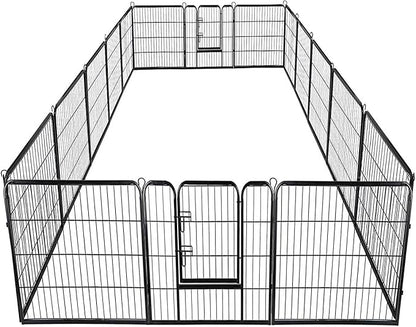 Giantex 40inch 16 Panel Pet Playpen with Door, Foldable Dog Exercise Pen, 13ft x 8ft Configurable Freestanding Cat Duck Chicken Rabbit Fence, Outdoor & Outdoor, Metal Pet Exercise Fence Barrier Kennel