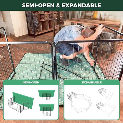 FXW Homeplus Dog Playpen for Indoor Use - Stress-Free and Safe Play, Heavy Duty 45 Inch 6 Panels Dog Pen for Large Dogs, Black│Patented