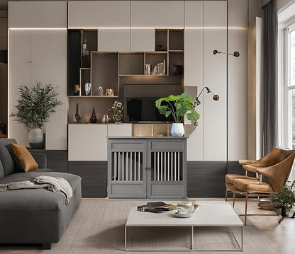 New Age Pet Horizon Pet Crate - Durable ECOFLEX with Stainless Steel Spindles, Bone-Shaped Latches, Easy Access Door, Stylish Design, 10-Year Warranty, Available in 3 Sizes & 2 Colors