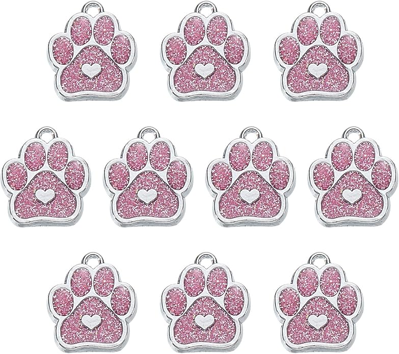 MECCANIXITY Cat Dog Paw Charm Footprint Paw Print Charm Alloy Enamel Pendants for DIY Jewelry Making, Earrings Necklaces Bracelets, Crafts