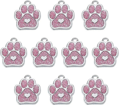 MECCANIXITY Cat Dog Paw Charm Footprint Paw Print Charm Alloy Enamel Pendants for DIY Jewelry Making, Earrings Necklaces Bracelets, Crafts