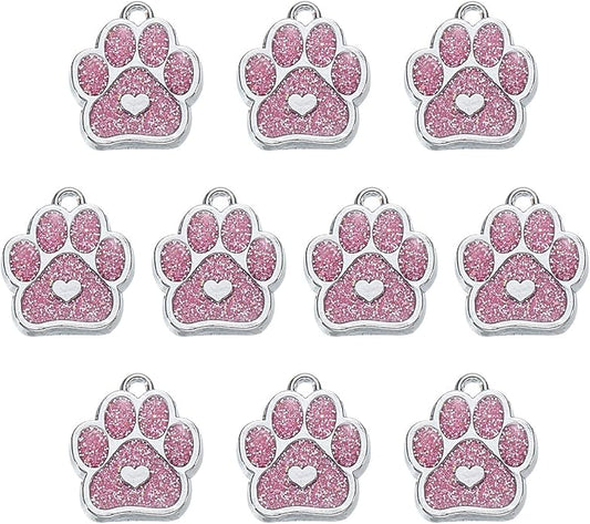 MECCANIXITY Cat Dog Paw Charm Footprint Paw Print Charm Alloy Enamel Pendants for DIY Jewelry Making, Earrings Necklaces Bracelets, Crafts