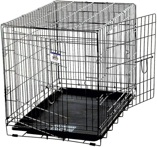 Pet Lodge® Wire Dog Crate | Small Pet Carrier | Easy to Clean | Multi-Functional Pet Crate | Double Door Crate | Great for Pets Up to 70lbs | Large