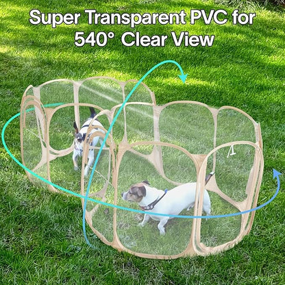 Cold Resistant Cat Playpen PVC Dog Playpen - 90''Portable & Foldable Indoor Outdoor Puppy Playpen - Insulated 2-Room Dog TentCrate Cage Kennel, Playpen for Kitten, Small Animals Play Pen(90"x45"x28")